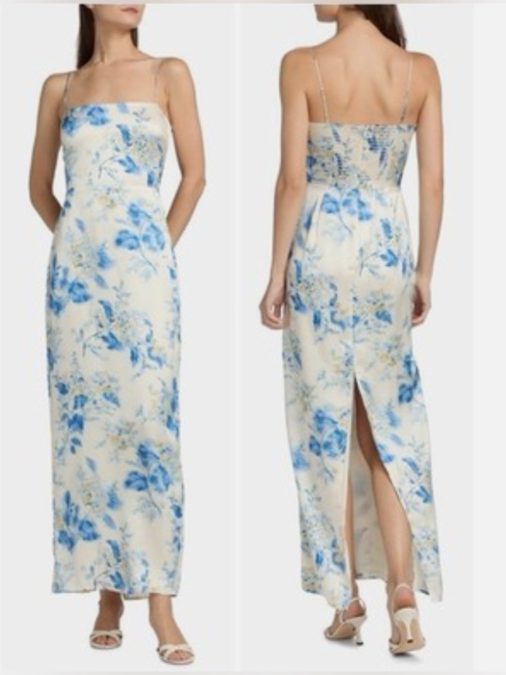 Reformation Frankie silk floral dress misty morning NWT